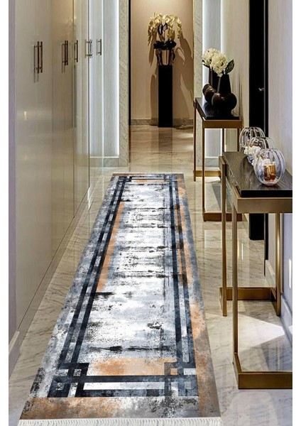 Dijital Baskılı Kaymaz Taban Yıkanabilir Modern Salon Halısı Koridor Halısı Yolluk VHU-HT-1273