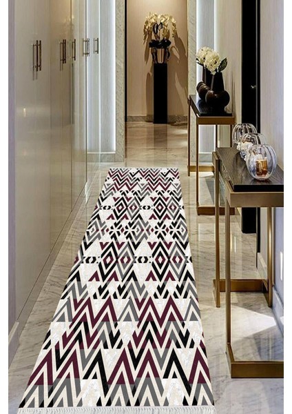 Dijital Baskılı Kaymaz Taban Yıkanabilir Modern Salon Halısı Koridor Halısı Yolluk VHU-HT-783