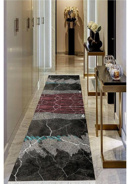 Dijital Baskılı Kaymaz Taban Yıkanabilir Modern Salon Halısı Koridor Halısı Yolluk VHU-SD-308