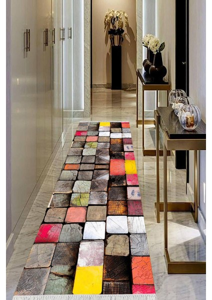 Dijital Baskılı Kaymaz Taban Yıkanabilir Modern Salon Halısı Koridor Halısı Yolluk VHU-HS-511