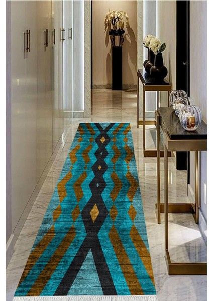 Dijital Baskılı Kaymaz Taban Yıkanabilir Modern Salon Halısı Koridor Halısı Yolluk VHU-SD-282