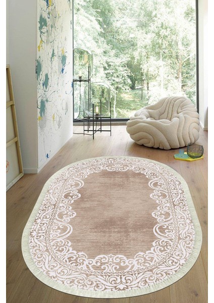 Dijital Baskılı Kaymaz Taban Yıkanabilir Oval Salon Halısı Mutfak Halısı Yolluk VHO-HK-104