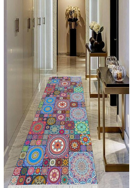 Dijital Baskılı Kaymaz Taban Yıkanabilir Modern Salon Halısı Koridor Halısı Yolluk VHU-HS-307