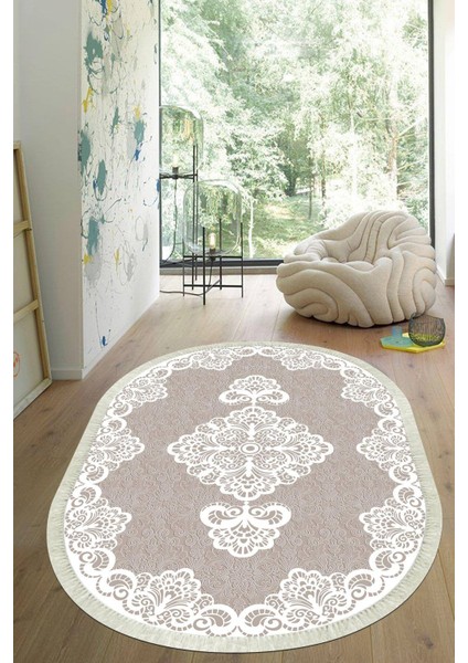 Dijital Baskılı Kaymaz Taban Yıkanabilir Oval Salon Halısı Mutfak Halısı Yolluk VHO-HK-124