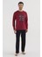 3740 Erkek Bordo Basic Pijama Takımı 1