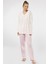 3366 Pembe Kadın Empirme Patlı Battal Uzun Kollu Pijama Takım 4
