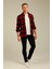 Kırmızı Erkek Slim Fit Düğmeli Yaka Çift Cepli Oduncu Ekose Gömlek 2