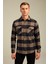 Kahverengi Erkek Slim Fit Düğmeli Yaka Çift Cepli Oduncu Ekose Gömlek 3