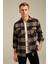 Kahverengi Erkek Slim Fit Düğmeli Yaka Çift Cepli Oduncu Ekose Gömlek 1