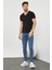 Erkek Siyah V Yaka Slim Fit Likralı T-SHIRT-VYKTSR06S 3