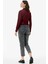 Parça Detaylı Polo Yaka Düğmeli Triko Crop - Bordo 4