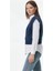 V Yaka Saç Örgülü Triko Süveter - Lacivert 3