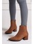 Erika Taba Renk Süet Ince Kürk Astarlı Fermuarlı Kadın Topuklu Bot 1