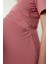 Koyu Pembe Hamile Envelop Tişört Pijama Üstü 4