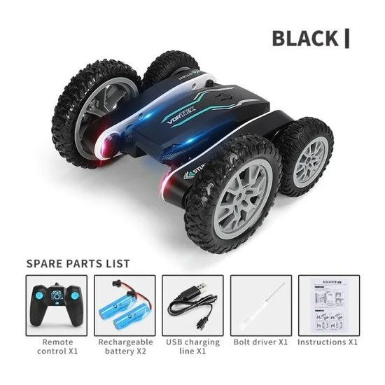 Xinh Rc Araba 2.4g 4ch Dublör Drift Deformasyon Buggy Araba Kaya Paletli Rulo Araba 360 ° Dönen Çevirme Çocuk Robot Rc Arabalar Oyuncaklar | Rc Arabalar (Siyah) (Yurt Dışından)