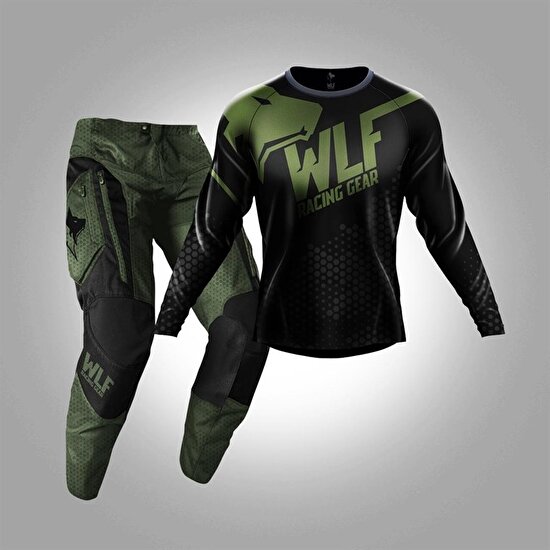 Wlf Racıng X-Air Siyah Yeşil Jersey Pantolon Takım