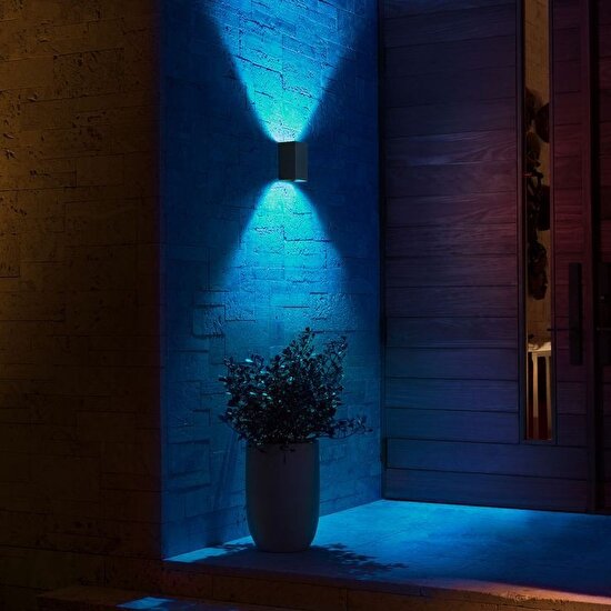 Full Reyon 14 Watt Mavi Işık Ledli Çift Yönlü Iç ve Dış Mekan Bahçe Teras Duvar Apliği
