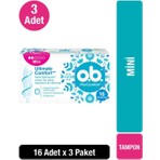 O.B. Mini Tampon 16 Adet x3 Paket Sızıntı Önleyici ve Konforlu Kullanım Özelliği
