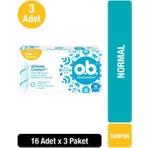 O.B. Normal Tampon 16 Adet x3 Paket Gün Boyu Konfor ve Sızıntı Önleyici Özellik
