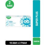 O.B. Süper Plus Tampon 16'lı 2 Paket - Silktouch Kaplama ile Gün Boyu Konfor ve Sızıntı Önleyici Teknoloji