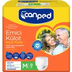 Canped Orta Boy Kadın Hasta Bezi 9 Adet Emici Külot 85-125 cm Bel Ölçüsü ile Yumuşak Tekstil