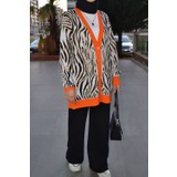 Asela V Yaka Akrilik Zebra Desen Hırka