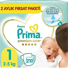 Prima Bebek Bezi Premium Care 1 Beden Aylık Fırsat Paketi 2-5 kg 210'lu