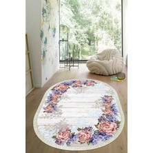 Viyana Home Dijital Baskılı Kaymaz Taban Yıkanabilir Oval Salon Halısı Mutfak Halısı Yolluk VHO-HS-454
