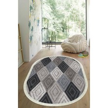 Viyana Home Dijital Baskılı Kaymaz Taban Yıkanabilir Oval Salon Halısı Mutfak Halısı Yolluk VHO-HT-121