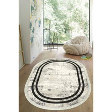 Viyana Home Dijital Baskılı Kaymaz Taban Yıkanabilir Oval Salon Halısı Mutfak Halısı Yolluk VHO-HT-1271