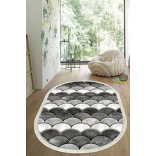 Viyana Home Dijital Baskılı Kaymaz Taban Yıkanabilir Oval Salon Halısı Mutfak Halısı Yolluk VHO-HT-1376