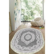Viyana Home Dijital Baskılı Kaymaz Taban Yıkanabilir Oval Salon Halısı Mutfak Halısı Yolluk VHO-HT-1483