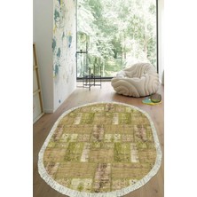 Viyana Home Dijital Baskılı Kaymaz Taban Yıkanabilir Oval Salon Halısı Mutfak Halısı Yolluk VHO-HT-983