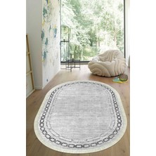 Viyana Home Dijital Baskılı Kaymaz Taban Yıkanabilir Oval Salon Halısı Mutfak Halısı Yolluk VHO-HT-900