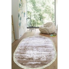 Viyana Home Dijital Baskılı Kaymaz Taban Yıkanabilir Oval Salon Halısı Mutfak Halısı Yolluk VHO-HY-944