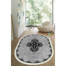Viyana Home Dijital Baskılı Kaymaz Taban Yıkanabilir Oval Salon Halısı Mutfak Halısı Yolluk VHO-SD-1086