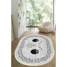 Viyana Home Dijital Baskılı Kaymaz Taban Yıkanabilir Oval Salon Halısı Mutfak Halısı Yolluk VHO-SD-1069