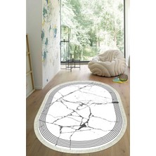 Viyana Home Dijital Baskılı Kaymaz Taban Yıkanabilir Oval Salon Halısı Mutfak Halısı Yolluk VHO-SD-1089