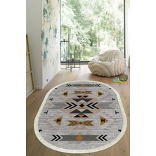 Viyana Home Dijital Baskılı Kaymaz Taban Yıkanabilir Oval Salon Halısı Mutfak Halısı Yolluk VHO-SD-1104