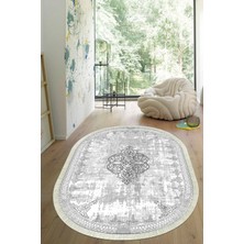 Viyana Home Dijital Baskılı Kaymaz Taban Yıkanabilir Oval Salon Halısı Mutfak Halısı Yolluk VHO-SD-1127