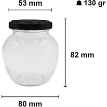 Afracam 210 cc Kavanoz Metal Siyah Konserve Kapaklı 210 ml Şeffaf Yumurta Cam Kavanoz 6 Adet