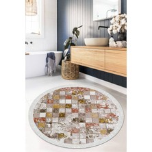 Viyana Home Dijital Baskılı Kaymaz Taban Yıkanabilir Yuvarlak Salon Halısı Mutfak Halısı Paspas VHYU-SD-369