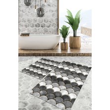 Viyana Home Dijital Baskılı Kaymaz Tabanlı Yıkanabilir 2'li Set Banya Halısı Klozet Takımı Paspas VHKZ-HT-1376