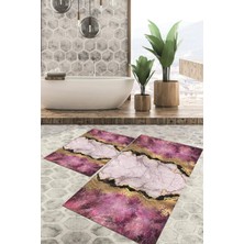Viyana Home Dijital Baskılı Kaymaz Tabanlı Yıkanabilir 2'li Set Banya Halısı Klozet Takımı Paspas VHKZ-HT-317