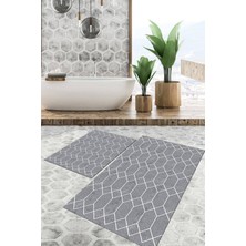 Viyana Home Dijital Baskılı Kaymaz Tabanlı Yıkanabilir 2'li Set Banya Halısı Klozet Takımı Paspas VHKZ-SD-748