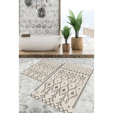 Viyana Home Dijital Baskılı Kaymaz Tabanlı Yıkanabilir 2'li Set Banya Halısı Klozet Takımı Paspas VHKZ-SD-555