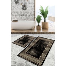 Viyana Home Dijital Baskılı Kaymaz Tabanlı Yıkanabilir 2'li Set Banya Halısı Klozet Takımı Paspas VHKZ-SD-869