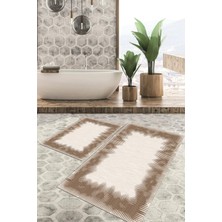Viyana Home Dijital Baskılı Kaymaz Tabanlı Yıkanabilir 2'li Set Banya Halısı Klozet Takımı Paspas VHKZ-HY-1183