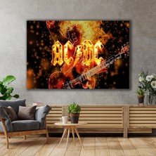 SML Tablo Ac Dc Müzik Grubu Rock Ateş Müzik Alev Dekor Kanvas Tablo