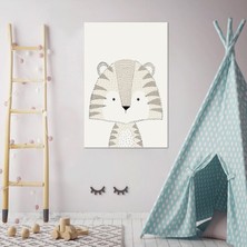 SML Tablo Yavru Rakun Noktalı Çizgi Film Karakteri Çocuk Odası Dekor Kanvas Tablo